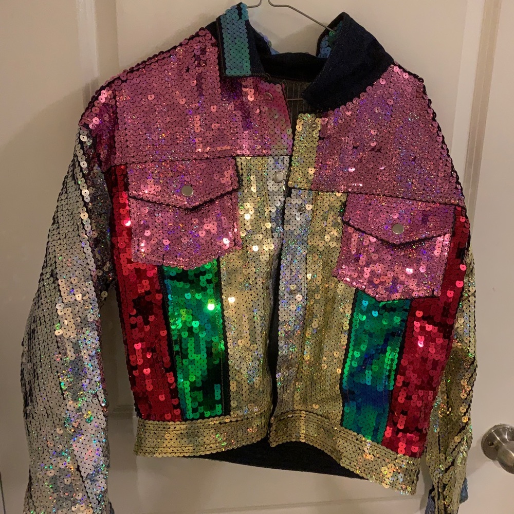 Jeans jacket embellished sequins - NEW